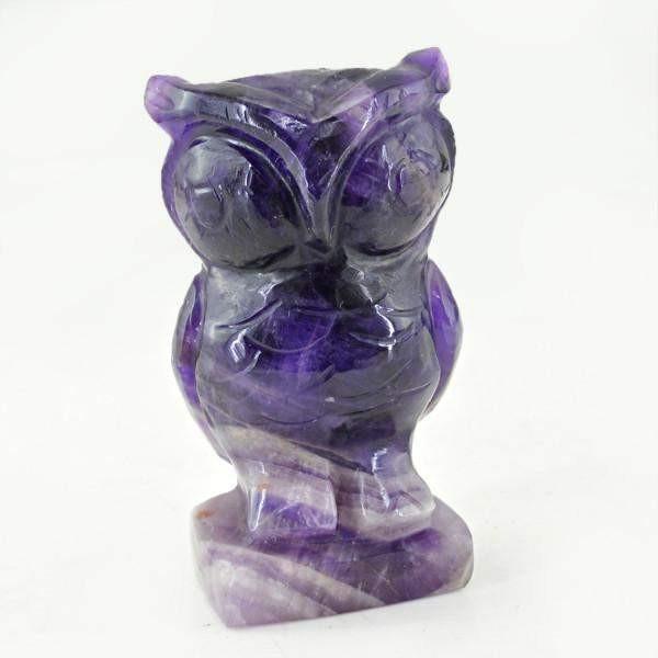 gemsmore:Genuine 833.00 Cts Carved Owl Bi-Color Amethyst Gemstone