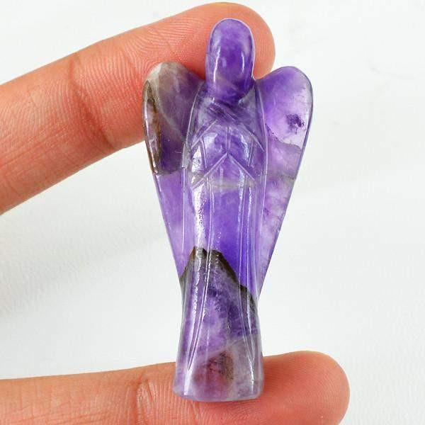 gemsmore:Genuine 83.65 Cts Purple Amethyst Healing Carved Angel Gemstone