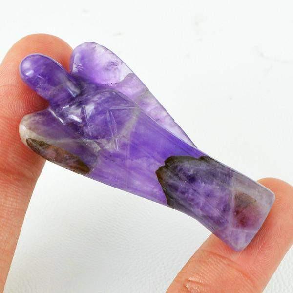 gemsmore:Genuine 83.65 Cts Purple Amethyst Healing Carved Angel Gemstone