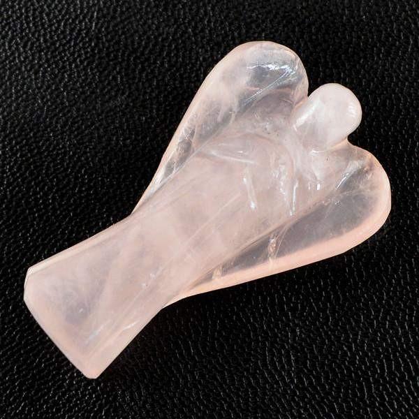 gemsmore:Genuine 89.45 Cts Pink Rose Quartz Carved Healing Angel Gemstone