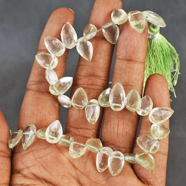 gemsmore:Genuine 90 Carats 08 Inches Prasiolite Faceted Beads Strand