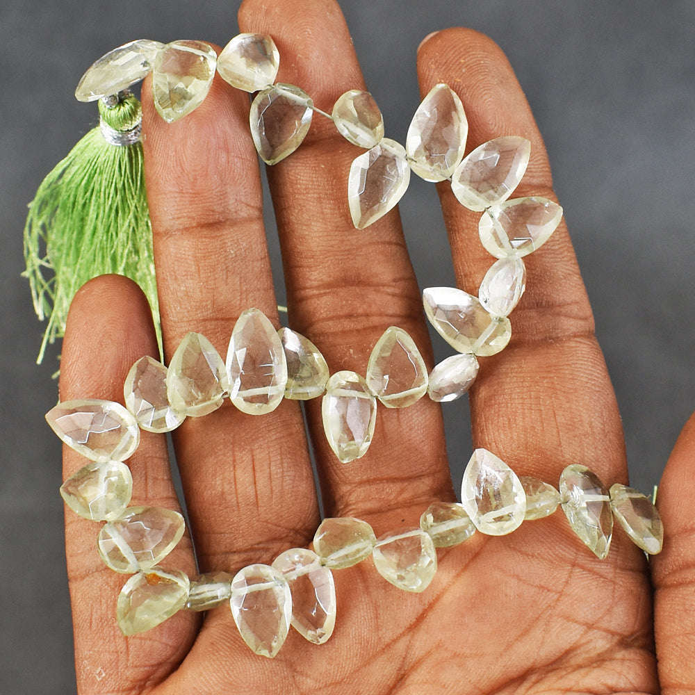 gemsmore:Genuine 90 Carats 08 Inches Prasiolite Faceted Beads Strand