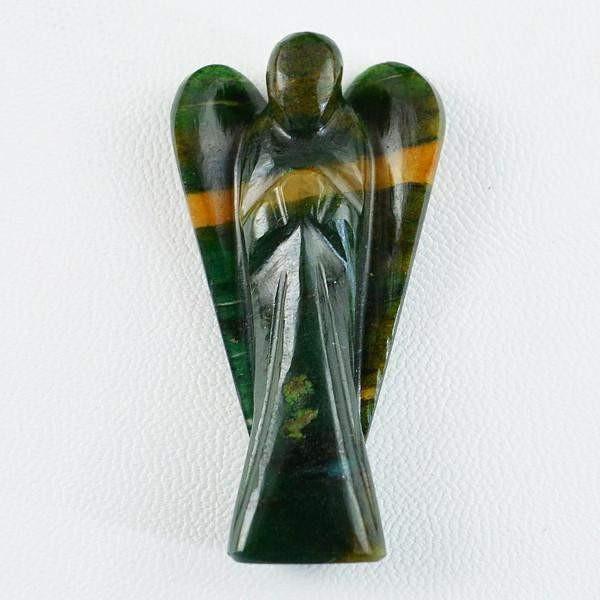 gemsmore:Genuine 98.35 Cts Carved Healing Angel Green Jade Gemstone