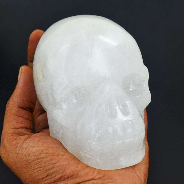 gemsmore:Genuine AAA White Quartz Crystal Skull - Hand Carved