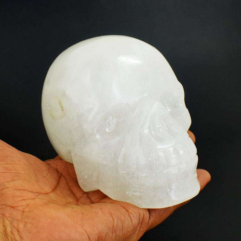 gemsmore:Genuine AAA White Quartz Crystal Skull - Hand Carved