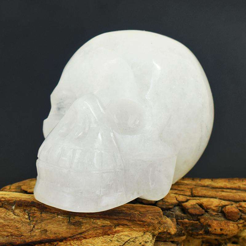 gemsmore:Genuine AAA White Quartz Crystal Skull - Hand Carved