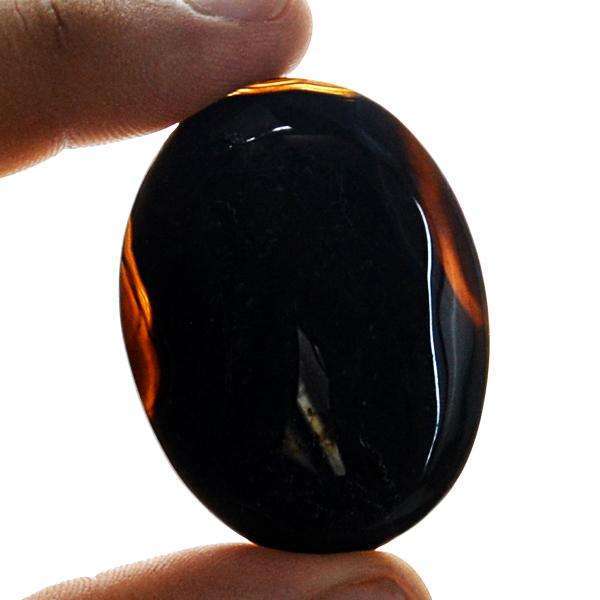 gemsmore:Genuine Amazing Black Onyx Oval Shape Untreated Loose Gemstone