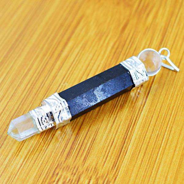 gemsmore:Genuine Amazing Black Spinel Healing Ball Point Pendant