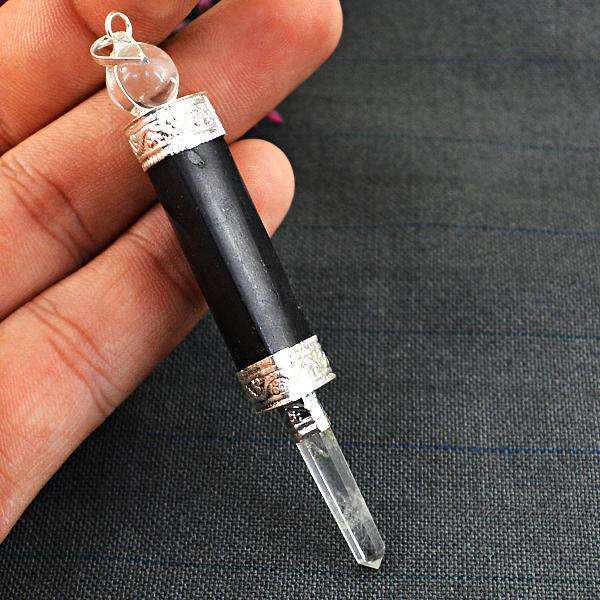 gemsmore:Genuine Amazing Black Spinel Healing Ball Point Pendant