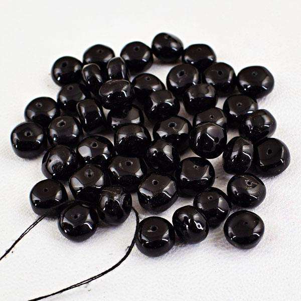 gemsmore:Genuine Amazing Black Spinel Round Shape Drilled Beads Lot