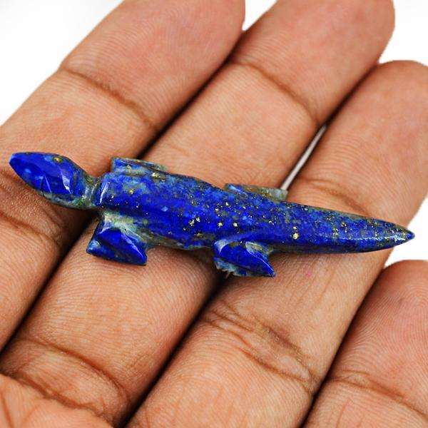 gemsmore:Genuine Amazing Blue Lapis Lazuli Hand Carved Lizard