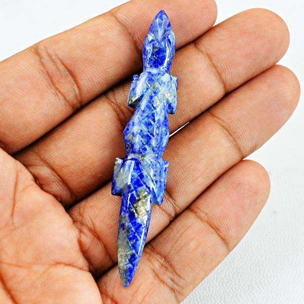 gemsmore:Genuine Amazing Blue Lapis Lazuli Hand Carved Lizard