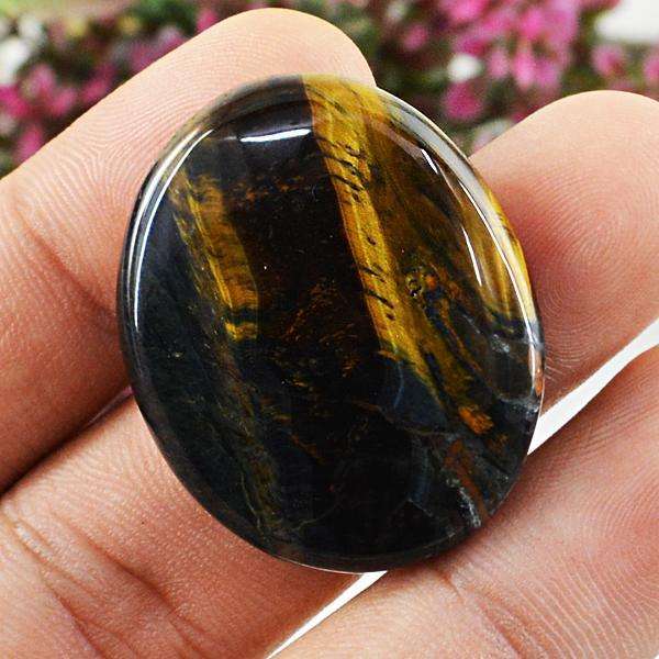 gemsmore:Genuine Amazing Blue Power Tiger Eye Oval Shape Loose Gemstone