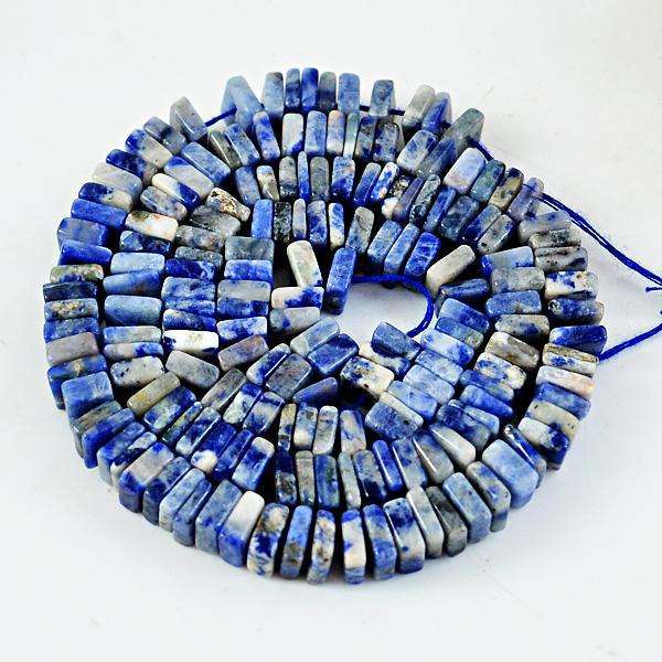 gemsmore:Genuine Amazing Blue Sodalite Drilled Beads Strand