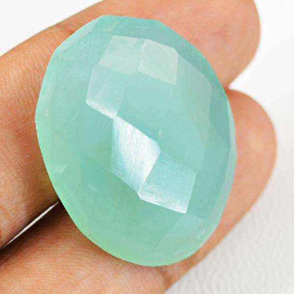 gemsmore:Genuine Amazing Faceted Chalcedony Oval Shape Untreated Loose gemstone