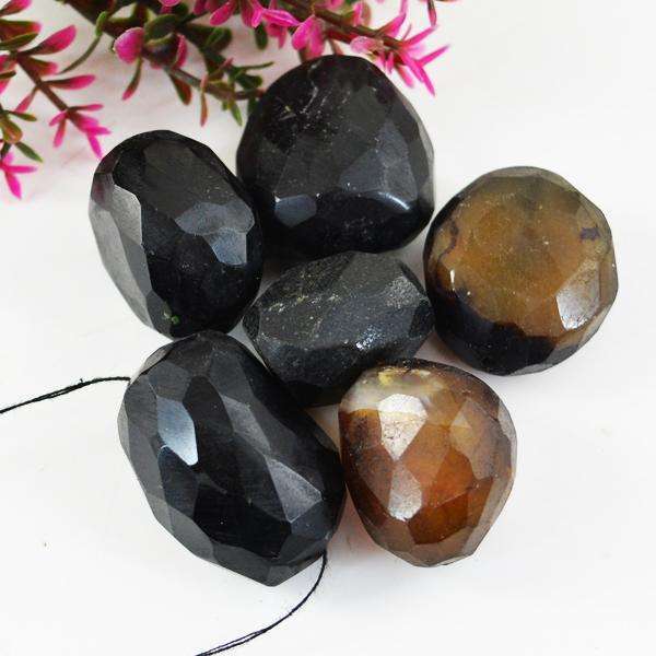 gemsmore:Genuine Amazing Faceted Onyx Untreated Drilled Beads Lot