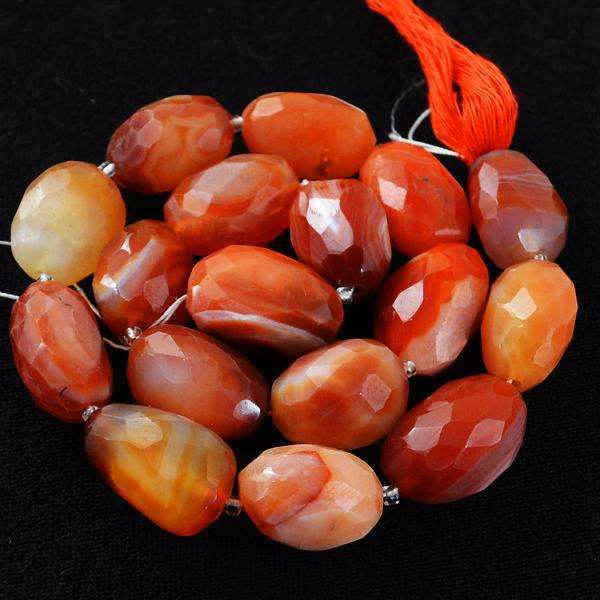 gemsmore:Genuine Amazing Faceted Orange Carnelian Drilled Beads Strand