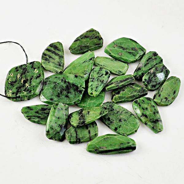 gemsmore:Genuine Amazing Faceted Ruby Zoisite Drilled Beads Lot