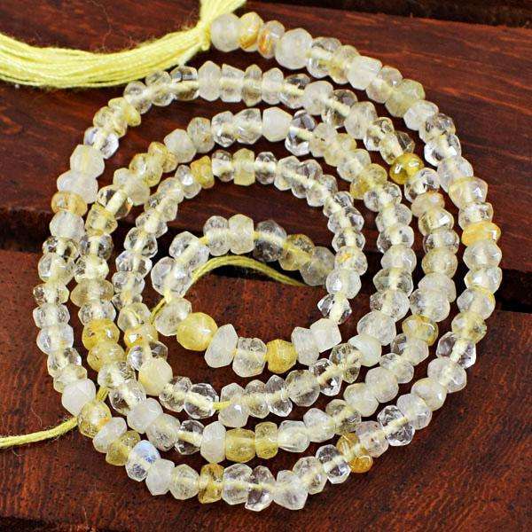 gemsmore:Genuine Amazing Faceted Rutile Quartz Drilled Beads Strand