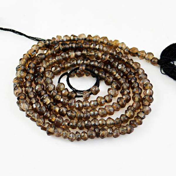 gemsmore:Genuine Amazing Faceted Smoky Quartz Drilled Beads Strand