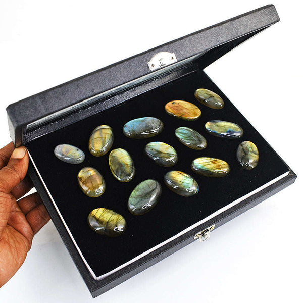 gemsmore:Genuine Amazing Flash Labradorite Cabochon Lot