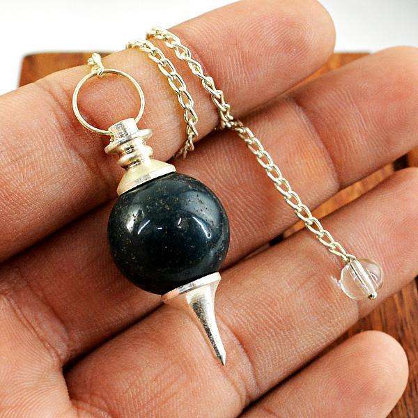 gemsmore:Genuine Amazing Forest Jasper Healing Ball Point Pendulum