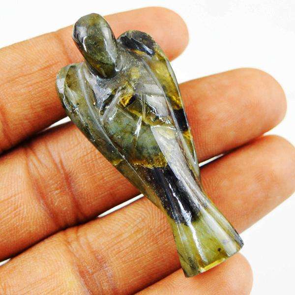 gemsmore:Genuine Amazing Golden Flash Labradorite Hand Carved Healing Angel