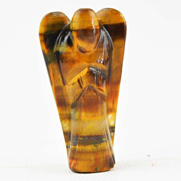 gemsmore:Genuine Amazing Golden Tiger Eye Carved Healing Angel Gemstone