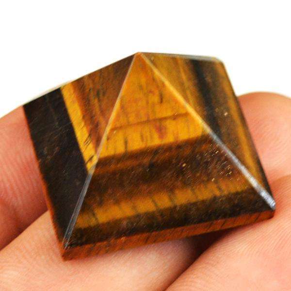 gemsmore:Genuine Amazing Golden Tiger Eye Healing Pyramid