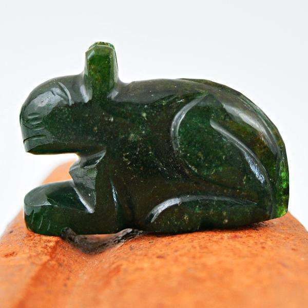 gemsmore:Genuine Amazing Green Jade Hand Carved Bunny