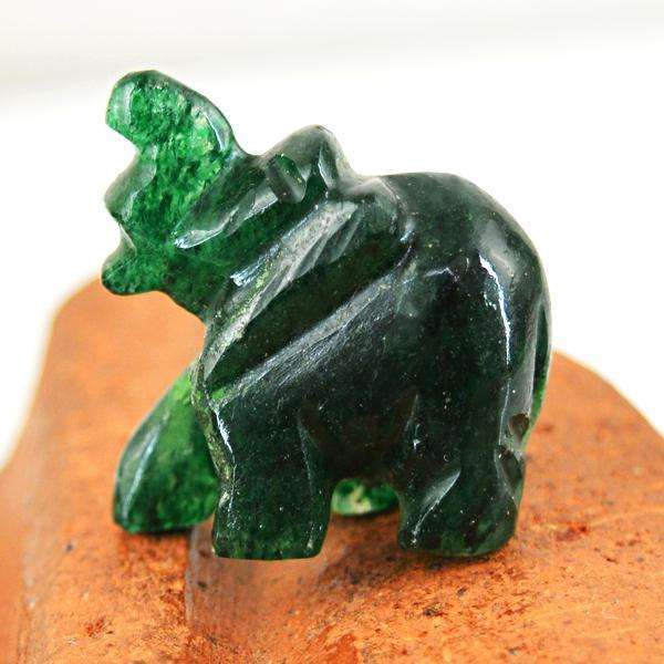 gemsmore:Genuine Amazing Green Jade Hand Carved Elephant