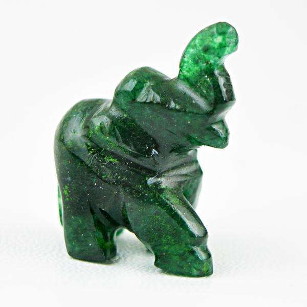 gemsmore:Genuine Amazing Green Jade Hand Carved Elephant