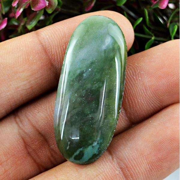 gemsmore:Genuine Amazing Green Jade Oval Shape Untreated Loose Gemstone