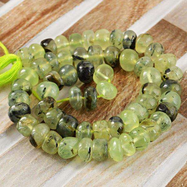 gemsmore:Genuine Amazing Green Phrenite Drilled Beads Strand
