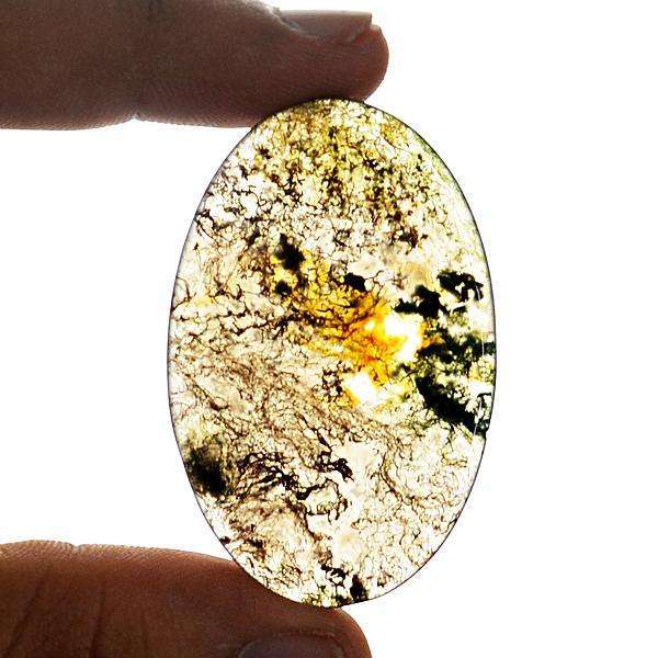 gemsmore:Genuine Amazing Moss Agate Oval Shape Untreated Loose Gemstone