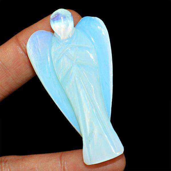 gemsmore:Genuine Amazing Opalite Carved Healing Angel Gemstone