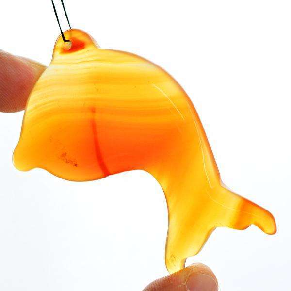 gemsmore:Genuine Amazing Orange Onyx Dolphin Drilled Gemstone