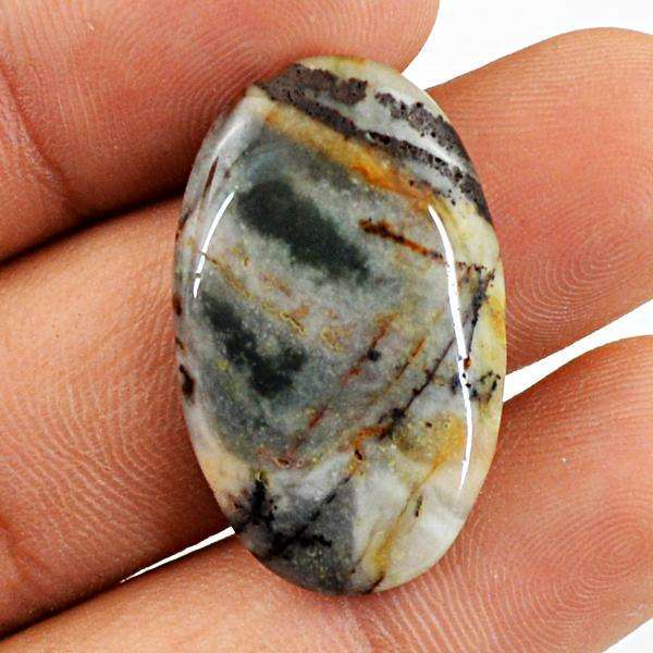 gemsmore:Genuine Amazing Oval Shape Dendrite Opal Untreated Loose Gemstone