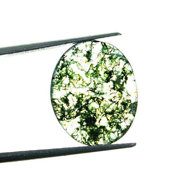 gemsmore:Genuine Amazing Oval Shape Green Moss Agate Loose Gemstone