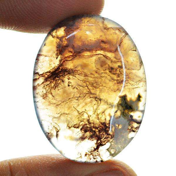 gemsmore:Genuine Amazing Oval Shape Multicolor Moss Agate Loose Gemstone