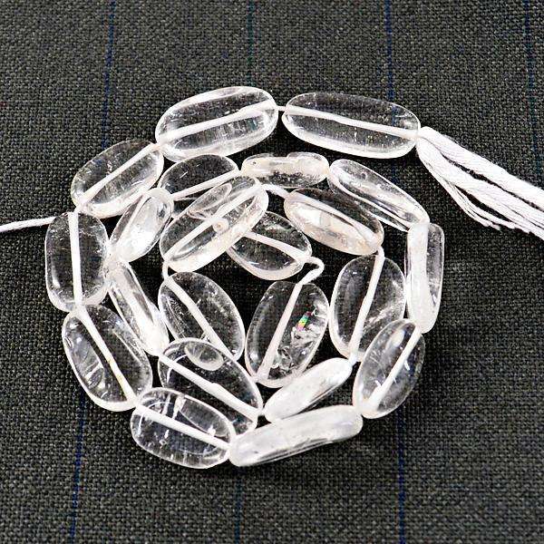 gemsmore:Genuine Amazing Oval Shape White Quartz Drilled Beads Strand