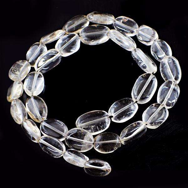 gemsmore:Genuine Amazing Oval Shape White Quartz Drilled Beads Strand