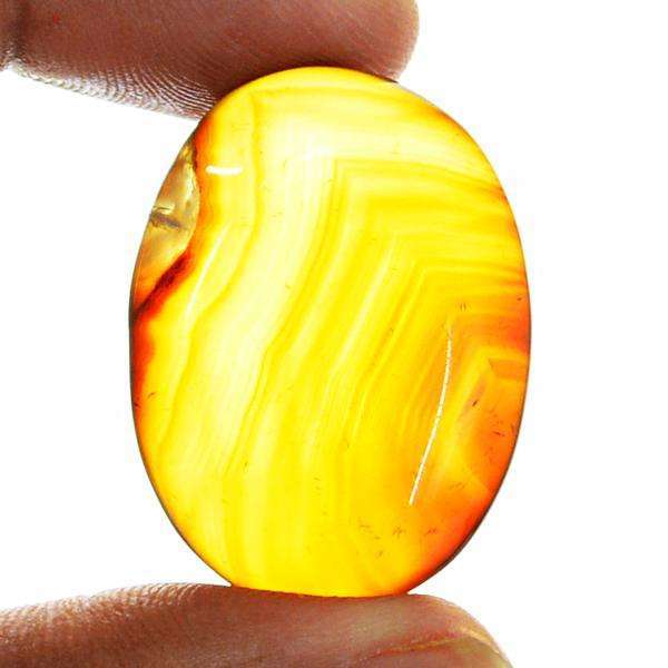 gemsmore:Genuine Amazing Oval Shape Yellow Color Onyx Untreated Loose Gemstone