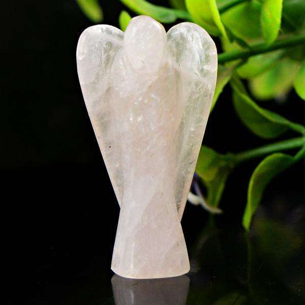 gemsmore:Genuine Amazing Pink Rose Quartz Carved Healing Angel Gemstone