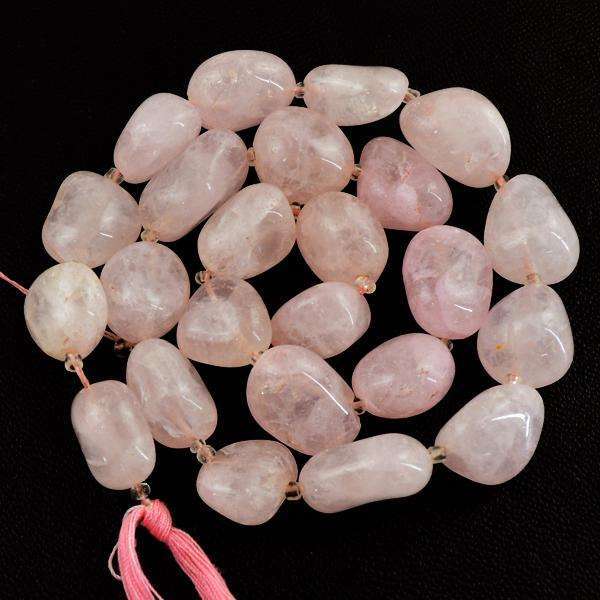gemsmore:Genuine Amazing Pink Rose Quartz Drilled Beads Strand