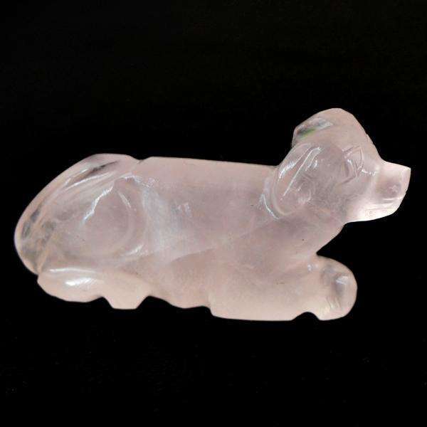 gemsmore:Genuine Amazing Pink Rose Quartz Hand Carved Dog