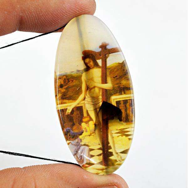 gemsmore:Genuine Amazing Printed Onyx Oval Shape Loose Drilled Gemstone