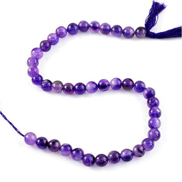 gemsmore:Genuine Amazing Purple Amethyst Round Shape Drilled Beads Strand