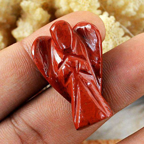 gemsmore:Genuine Amazing Red Jasper Carved Healing Angel Gemstone