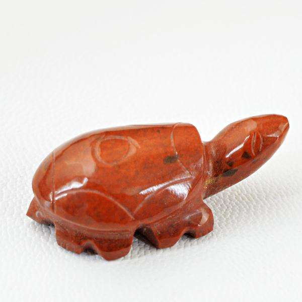 gemsmore:Genuine Amazing Red Jasper Hand Carved Turtle